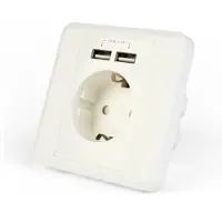 EnerGenie Inbouwstopcontact met 1 CEE 7/3 contact en 2 USB poorten - 2,4A / wit