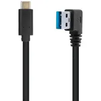 Dolphix USB-C naar USB-A haaks (links) kabel - USB3.0 - tot 0,9A / zwart - 1 meter
