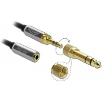 DeLOCK 3,5mm Jack verlengkabel met schroefbare 6,35mm Jack adapter | 0,50 meter