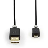 Nedis USB Micro B naar USB-A kabel - USB2.0 - tot 3A / zwart - 1 meter