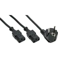 EECONN 2x C13 - CEE 7/7 (haaks) Y-stroomkabel - 1,40m + 2x 1,10m - 3x 1,00mm / zwart - 2,5 meter