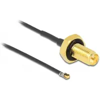DeLOCK MHF 4L LK (v) - RP-SMA (v) kabel met afdichtring - Micro Coax (1,37 mm) - 50 Ohm / zwart - 0,20 meter