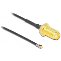 DeLOCK MHF 4L LK (v) - SMA (v) kabel - Micro Coax (1,37 mm) - 50 Ohm / zwart - 0,50 meter