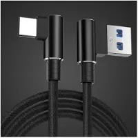 Dolphix Premium USB-C haaks naar USB-A haaks snellaadkabel - USB2.0 - tot 3A / zwart - 3 meter