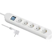 MaxTrack Stekkerdoos met 5 contacten, schakelaar en magneetbevestiging / wit - 3 meter