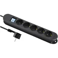 MaxTrack Stekkerdoos met 5 contacten, schakelaar en magneetbevestiging / zwart - 2 meter