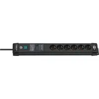 Brennenstuhl Premium-Line ÜSS 6-voudig zwart *EN* 60kA/filter 3m H05VV-F3G1.5