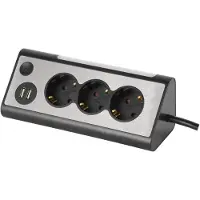MaxTrack bureau stekkerdoos met 3 contacten en 2x USB / zwart - 3 meter