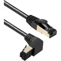 MaxTrack S/FTP CAT8.1 40 Gigabit netwerkkabel haaks naar beneden / recht / zwart - LSZH - 3 meter