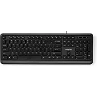 Nedis KBMU200BKUS, Volledige grootte (100%), Bekabeld, USB, Membraan toetsen, QWERTY-indeling, Zwart