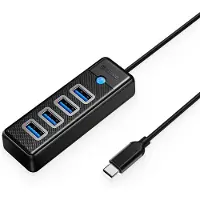ORICO ultraslim USB-C hub met 4 USB-A poorten - busgevoed - USB3.0 / zwart - 1 meter