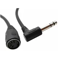 Universal DIN 5-pins (v) - 6,35mm Jack (m) haaks audio adapter kabel / zwart - 0,20 meter