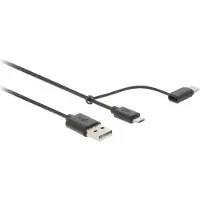 Nedis USB Micro B + USB-C naar USB-A combikabel - USB2.0 - tot 2A / zwart - 1 meter
