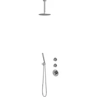 Brauer Chrome Edition thermostatische inbouw regendouche SET 05 met 20 cm douchekop en plafondarm en staaf handdouche en doucheslang en wandaansluitbocht chroom