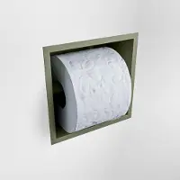 Mondiaz easy toiletrolhouder cube 160 solid surface 16x8,6 cm kleur army. Geschikt voor op en inbouw.