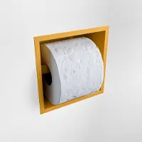 Mondiaz easy toiletrolhouder cube 160 solid surface 16x8,6 cm kleur ocher. Geschikt voor op en inbouw.