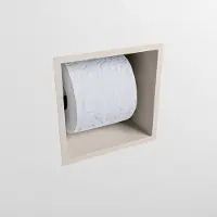 Mondiaz Easy Toiletrolhouder CUBE 160 solid surface 16x16cm kleur Linen. Geschikt voor op en inbouw.
