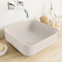 Mondiaz Binx Waskom - 36x36x13cm - vierkant - opbouw - Solid surface - Linen/Linen M49904LinenLinen