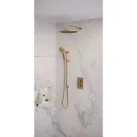Brauer Gold Edition complete inbouw regendouche met 3 standen handdouche, gebogen wandarm, glijstang en hoofddouche 30cm set 46 messing geborsteld PVD