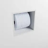 Mondiaz Easy Toiletrolhouder CUBE 160 solid surface 16x16cm kleur Talc. Geschikt voor op en inbouw.