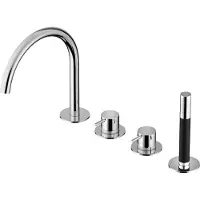 Hotbath Cobber CB173 badrandcombinatie met staafhanddouche, 2-weg omstel en draaibare uitloop chroom