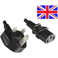 DINIC Apparaatsnoer met rechte C13 plug en haakse Britse (type G) stekker - 3x 1,00mm - LSZH / zwart - 1,8 meter