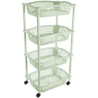 Hega hogar Keuken opberg trolleys/roltafels met 4 manden 86 cm mintgroen - Opberg trolley