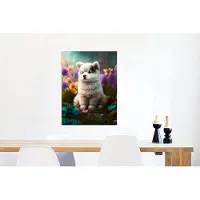 MuchoWow Wanddecoratie Metaal - Aluminium Schilderij Industrieel - Puppy - Bloemen - Planten - Natuur - Husky - 60x80 cm - Dibond - Foto op aluminium - Industriële muurdecoratie - Voor de woonkamer/slaapkamer