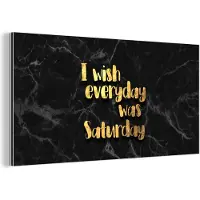 MuchoWow Wanddecoratie Metaal - Aluminium Schilderij Industrieel - Quote - Weekend - Goud - Marmer - 80x40 cm - Dibond - Foto op aluminium - Industriële muurdecoratie - Voor de woonkamer/slaapkamer