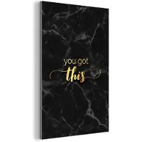 MuchoWow Wanddecoratie Metaal - Aluminium Schilderij Industrieel - Quotes - Motivatie - Goud - Marmer - 60x90 cm - Dibond - Foto op aluminium - Industriële muurdecoratie - Voor de woonkamer/slaapkamer