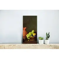 MuchoWow Wanddecoratie Metaal - Aluminium Schilderij Industrieel - Rustiek - Fruit - Kan - Mand - Stilleven - 20x40 cm - Dibond - Foto op aluminium - Industriële muurdecoratie - Voor de woonkamer/slaapkamer