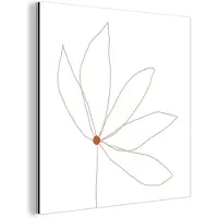 MuchoWow Wanddecoratie Metaal - Aluminium Schilderij Industrieel - Minimalisme - Bloemen - Line art - 20x20 cm - Dibond - Foto op aluminium - Industriële muurdecoratie - Voor de woonkamer/slaapkamer