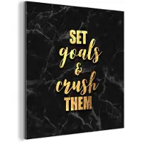 MuchoWow Wanddecoratie Metaal - Aluminium Schilderij Industrieel - Quote - Motivatie - Marmer - Goud - 90x90 cm - Dibond - Foto op aluminium - Industriële muurdecoratie - Voor de woonkamer/slaapkamer