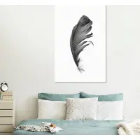 MuchoWow Wanddecoratie Metaal - Aluminium Schilderij Industrieel - Veer - Zwart - Wit - Natuur - 100x150 cm - Dibond - Foto op aluminium - Industriële muurdecoratie - Voor de woonkamer/slaapkamer