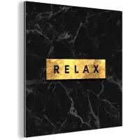 MuchoWow Wanddecoratie Metaal - Aluminium Schilderij Industrieel - Quote - Relax - Marmer - 90x90 cm - Dibond - Foto op aluminium - Industriële muurdecoratie - Voor de woonkamer/slaapkamer