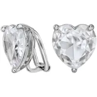 Traveller Clip Oorbellen - Oorclips Dames - Zilverkleurig - Zirkonia - Hart - 13 x 12 mm - 157675