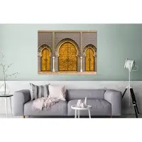 MuchoWow Wanddecoratie Metaal - Aluminium Schilderij Industrieel - Deuren - Architectuur - Goud - Patronen - 160x120 cm - Dibond - Foto op aluminium - Industriële muurdecoratie - Voor de woonkamer/slaapkamer