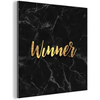 MuchoWow Wanddecoratie Metaal - Aluminium Schilderij Industrieel - Win - Goud - Marmer - 90x90 cm - Dibond - Foto op aluminium - Industriële muurdecoratie - Voor de woonkamer/slaapkamer