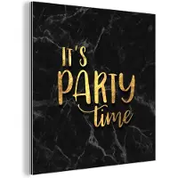 MuchoWow Wanddecoratie Metaal - Aluminium Schilderij Industrieel - Quotes - Feest - Goud - Marmer - 20x20 cm - Dibond - Foto op aluminium - Industriële muurdecoratie - Voor de woonkamer/slaapkamer