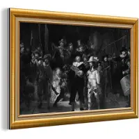 MuchoWow Wanddecoratie Metaal - Aluminium Schilderij Industrieel - Nachtwacht - Van Rijn - Lijst - Goud - 180x120 cm - Dibond - Foto op aluminium - Industriële muurdecoratie - Voor de woonkamer/slaapkamer