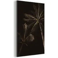 MuchoWow Wanddecoratie Metaal - Aluminium Schilderij Industrieel - Palmboom - Goud - Zwart - 60x90 cm - Dibond - Foto op aluminium - Industriële muurdecoratie - Voor de woonkamer/slaapkamer