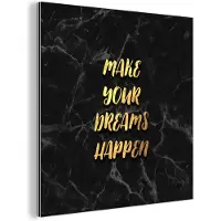MuchoWow Wanddecoratie Metaal - Aluminium Schilderij Industrieel - Quotes - Dream - Goud - Marmer - 50x50 cm - Dibond - Foto op aluminium - Industriële muurdecoratie - Voor de woonkamer/slaapkamer