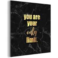 MuchoWow Wanddecoratie Metaal - Aluminium Schilderij Industrieel - Quotes - Motivatie - Goud - Zwart - 90x90 cm - Dibond - Foto op aluminium - Industriële muurdecoratie - Voor de woonkamer/slaapkamer