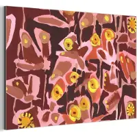 MuchoWow Wanddecoratie Metaal - Aluminium Schilderij Industrieel - Bruin - Retro - Vlinders - Dieren - Hippie - 60x40 cm - Dibond - Foto op aluminium - Industriële muurdecoratie - Voor de woonkamer/slaapkamer