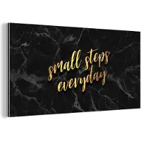 MuchoWow Wanddecoratie Metaal - Aluminium Schilderij Industrieel - Quote - Step - Goud - Marmer - 120x60 cm - Dibond - Foto op aluminium - Industriële muurdecoratie - Voor de woonkamer/slaapkamer