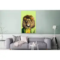 MuchoWow Wanddecoratie Metaal - Aluminium Schilderij Industrieel - Leeuw - Man - Dier - Bril - Bloemen - 120x180 cm - Dibond - Foto op aluminium - Industriële muurdecoratie - Voor de woonkamer/slaapkamer