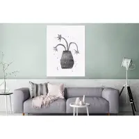 MuchoWow Wanddecoratie Metaal - Aluminium Schilderij Industrieel - Plant - Vaas - Zwart - Wit - Bloem - 120x160 cm - Dibond - Foto op aluminium - Industriële muurdecoratie - Voor de woonkamer/slaapkamer