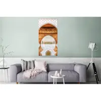 MuchoWow Wanddecoratie Metaal - Aluminium Schilderij Industrieel - Poort - Architectuur - Wit - Goud - 80x160 cm - Dibond - Foto op aluminium - Industriële muurdecoratie - Voor de woonkamer/slaapkamer