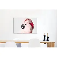 MuchoWow Wanddecoratie Metaal - Aluminium Schilderij Industrieel - Kaketoe - Roze - Dieren - Natuur - 90x60 cm - Dibond - Foto op aluminium - Industriële muurdecoratie - Voor de woonkamer/slaapkamer