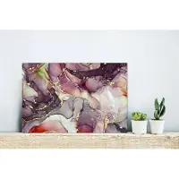 MuchoWow Wanddecoratie Metaal - Aluminium Schilderij Industrieel - Marmer - Rood - Paars - Goud - 30x20 cm - Dibond - Foto op aluminium - Industriële muurdecoratie - Voor de woonkamer/slaapkamer